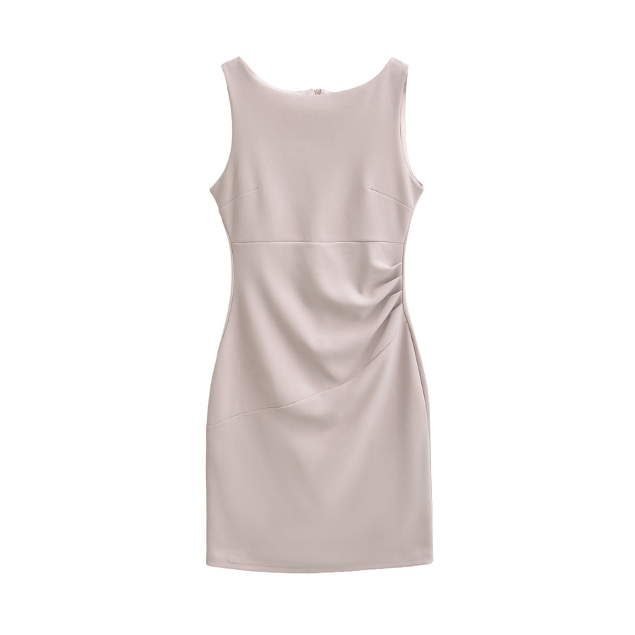 Fashionable Solid-Color Slim-Fit Sleeveless Dress for Women