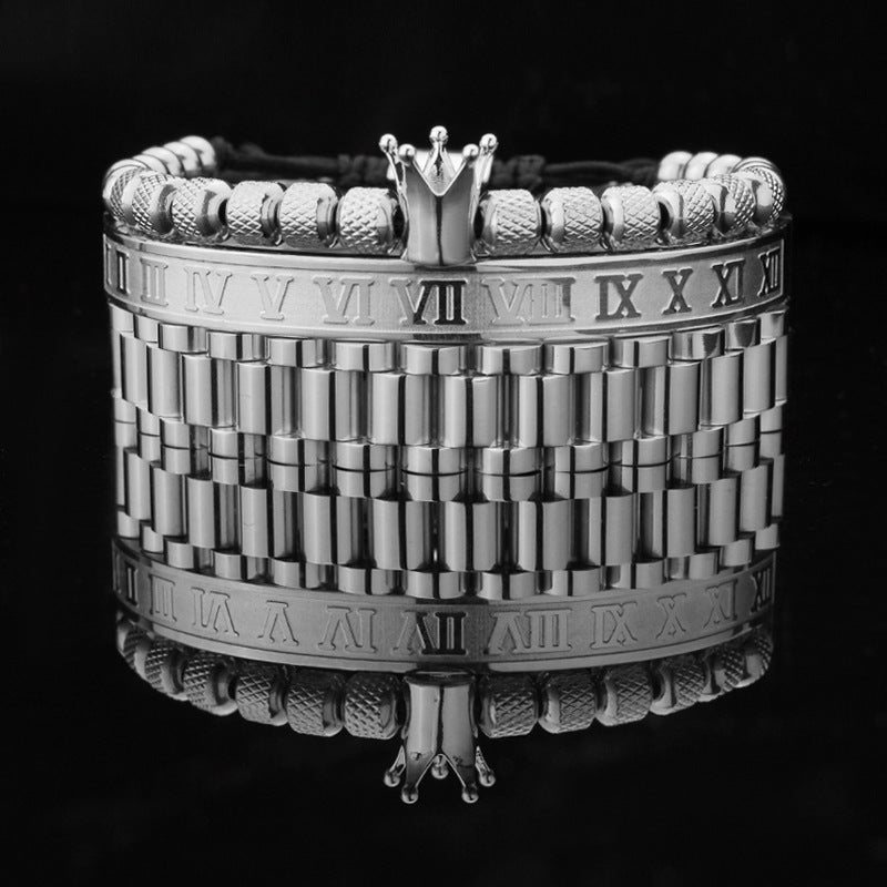 Vintage Copper Zirconium Crown Woven Bracelet Suit