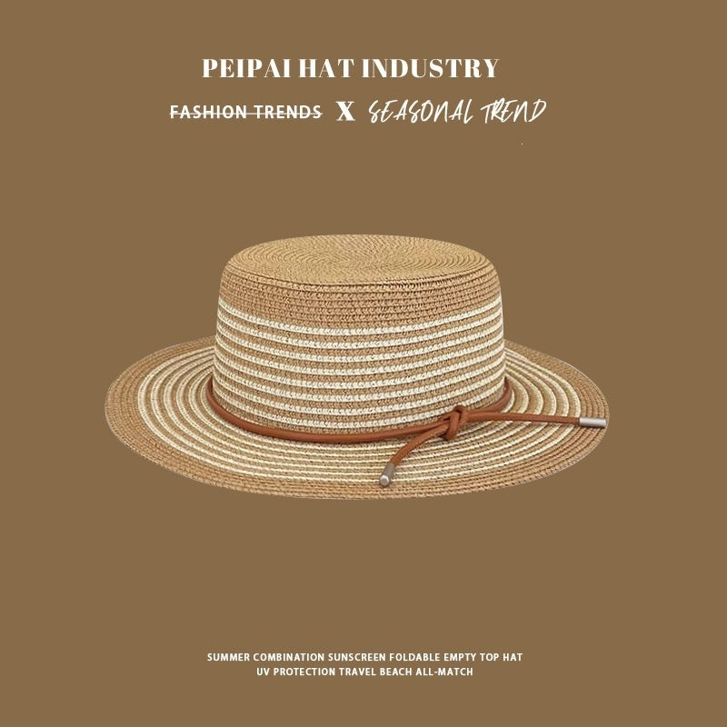 Womens Spring Summer Straw Hat and Large-capacity Bag Set