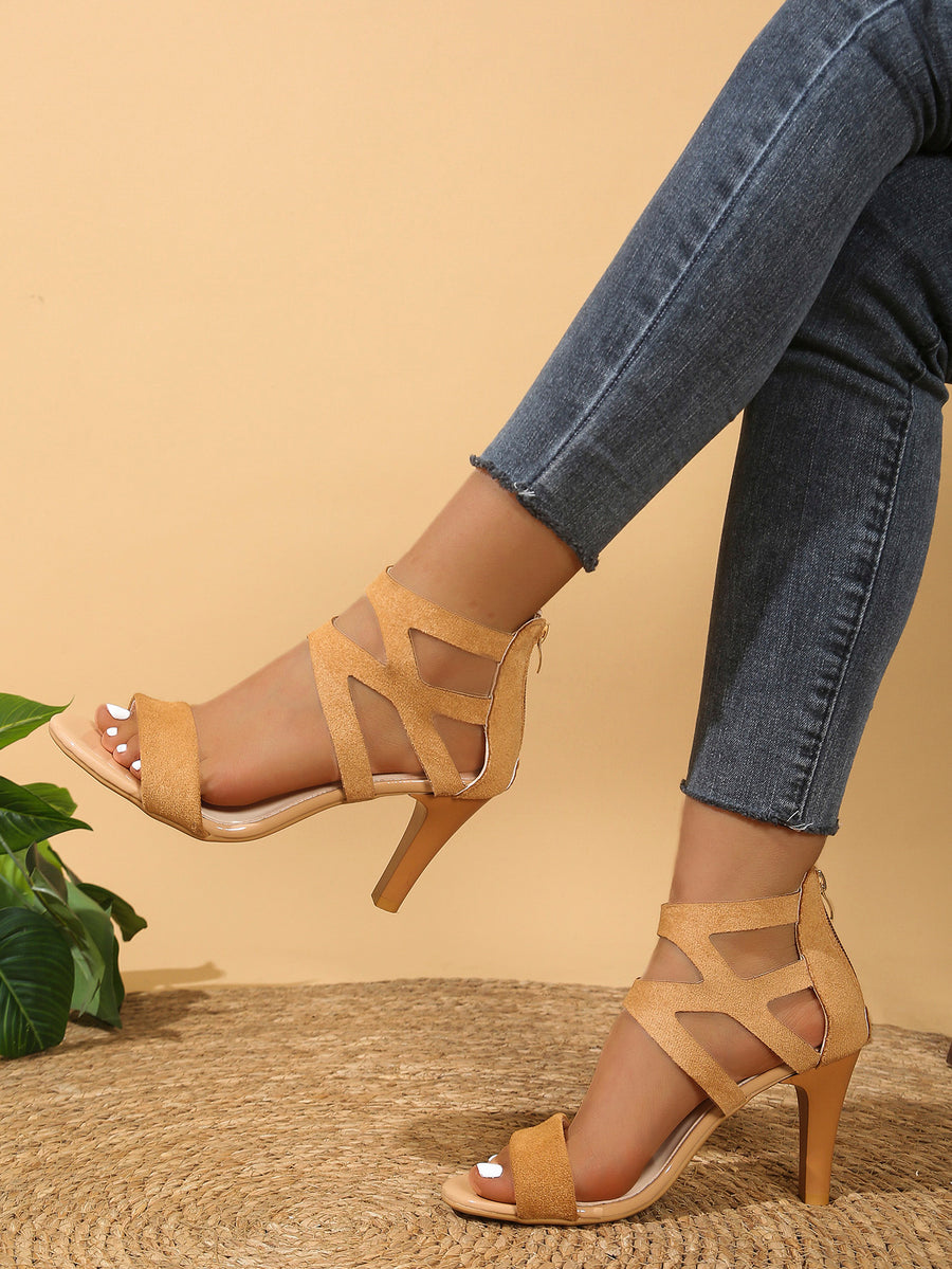 Wholesale Women's Roman Style Back Zipper High Heels
