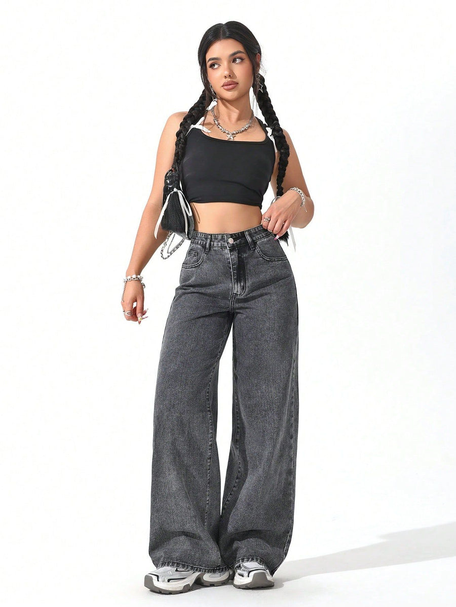 Stylish Floor-Length Flared Straight-Leg Jeans for Women