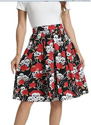 Stylish Digital-Print Womens Midi Skirt - Trendy Maxi Skirt