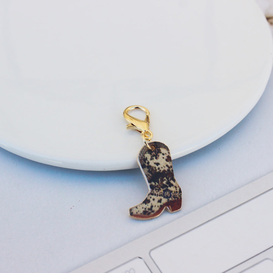 Alloy Vintage Denim Boots Print Ornament Pendant Keychain