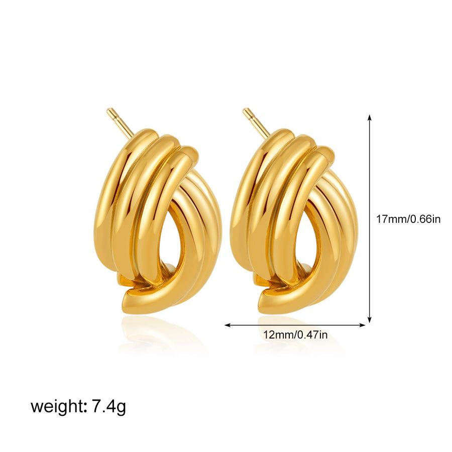 Golden Series Instagram-Style Striped Textured Earrings