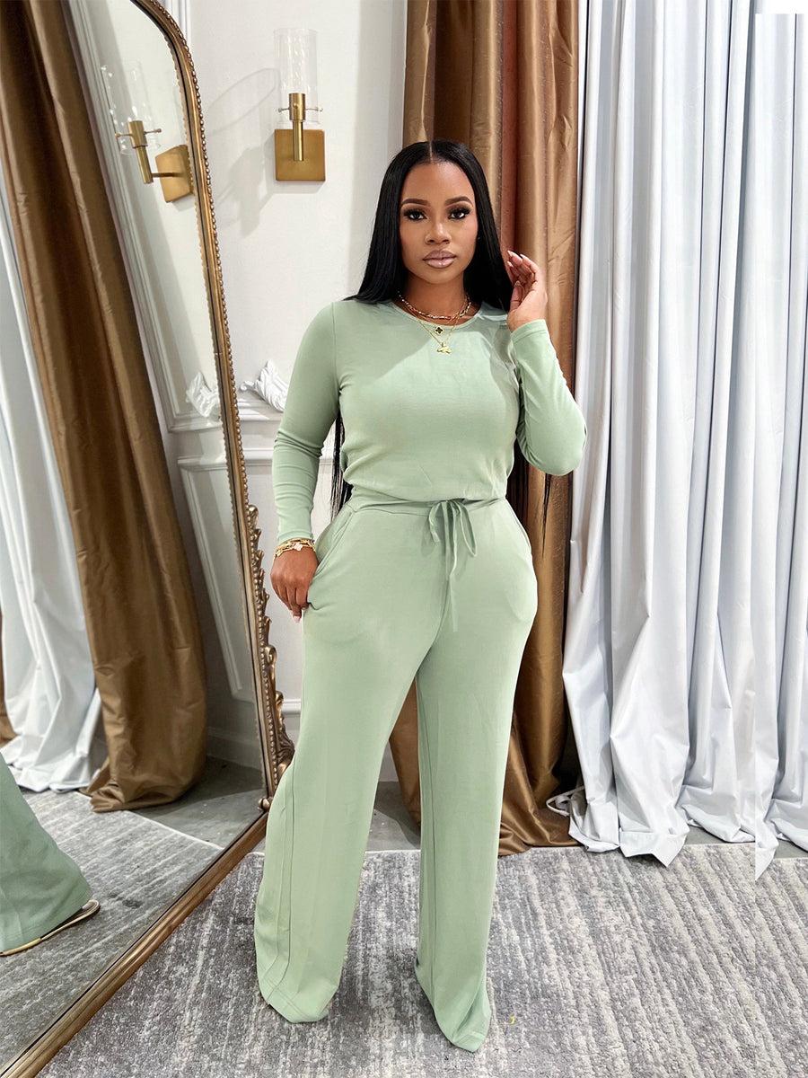 Women's Casual Long-sleeved Top and Pants Set - Trendy Ring Set