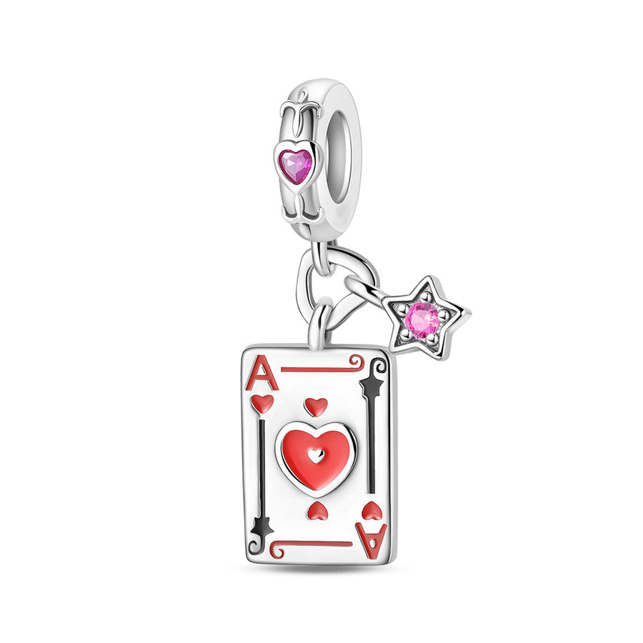 Beaded Bracelet with Game Playing Card Pendant
