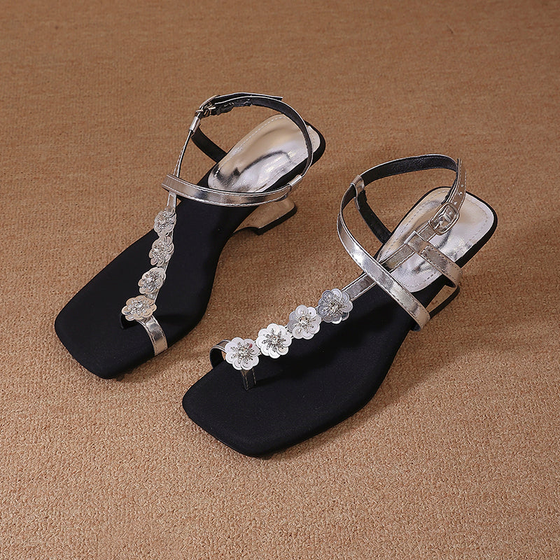 Women Elegant Square Toe High Heel Sandals for Summer