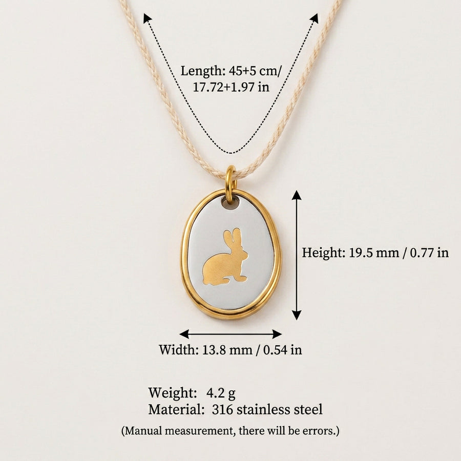 Retro-style Rabbit And Floral Print Pendant Necklace