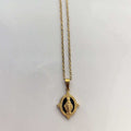 Gold Necklace with Rhinestones - Virgin Mary Pendant