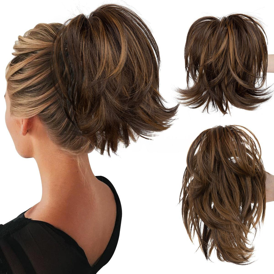 Voluminous Short Curls Clip-On Ponytail with Claw Clip
