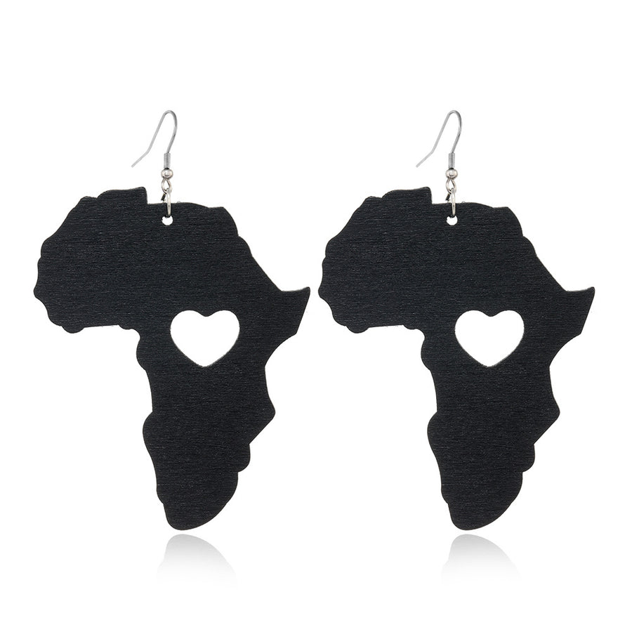 Black Hollow-Out Wooden Earrings - Trendy Statement Jewelry