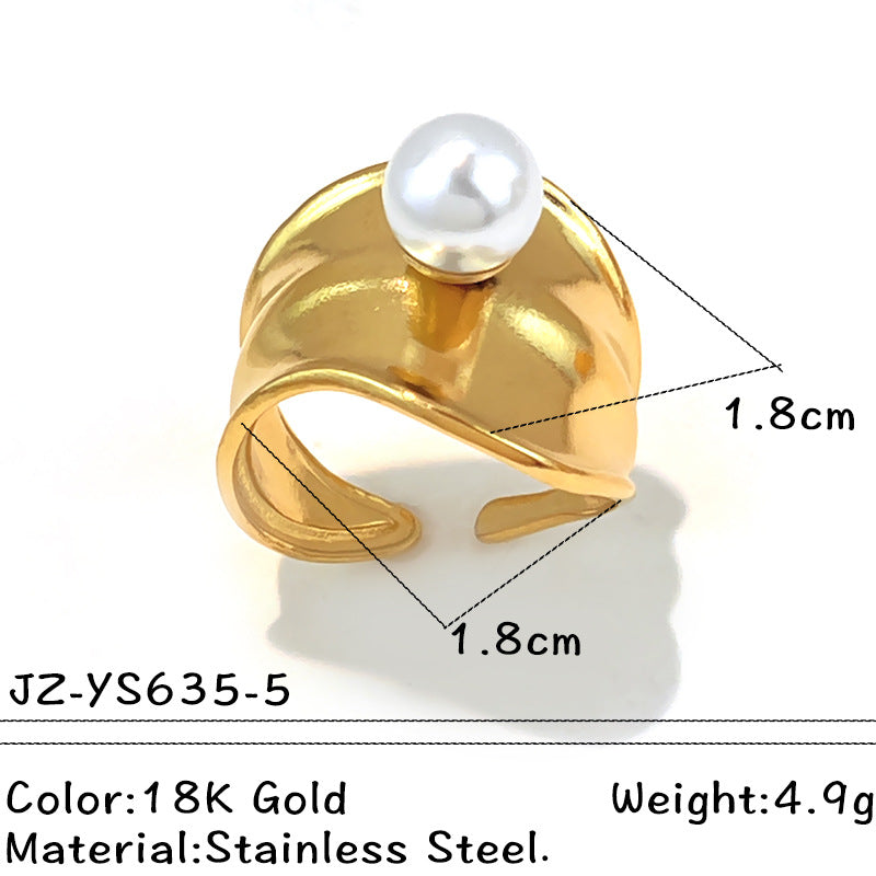 Vintage French-style Natural Stone Stainless Steel Ring