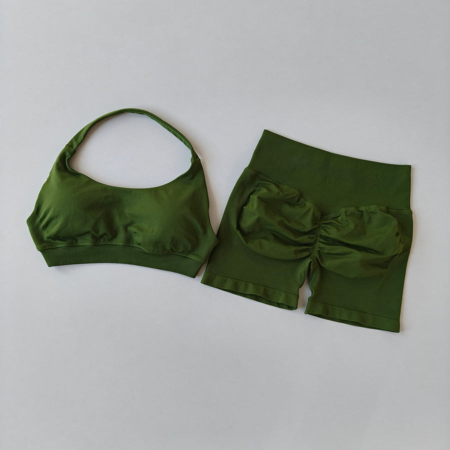 European High-Waist Three-Quarter Peach Lift Lounge Set
