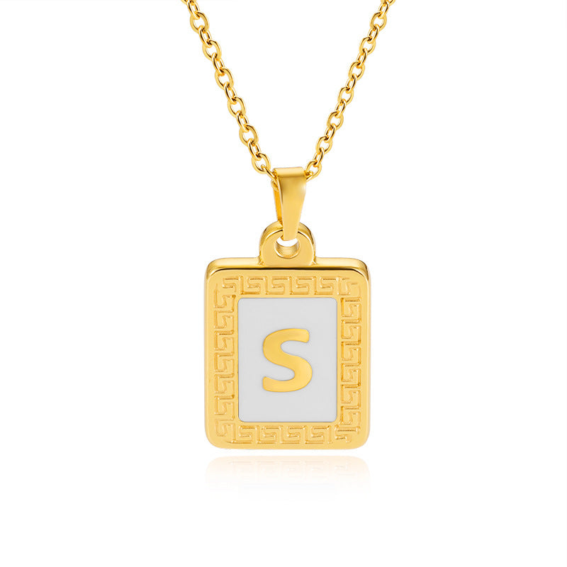 Couples Initial-Engraved Stainless Steel Pendant Necklace