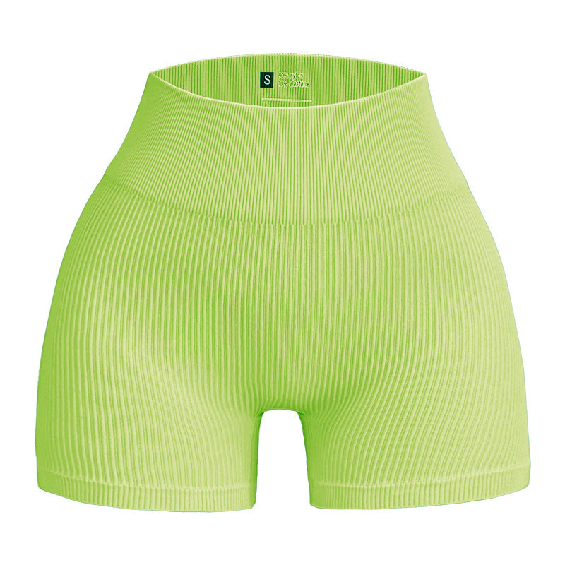 European and American Seamless Ribbed Yoga Shorts for Comfort
