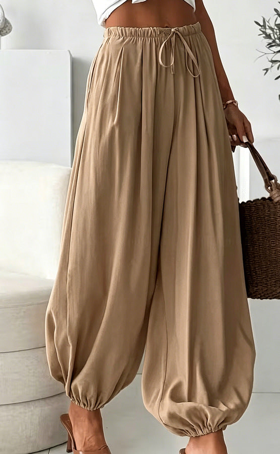 Womens Summer Elastic-Waist Ankle-Length Pants - Trendy Comfort