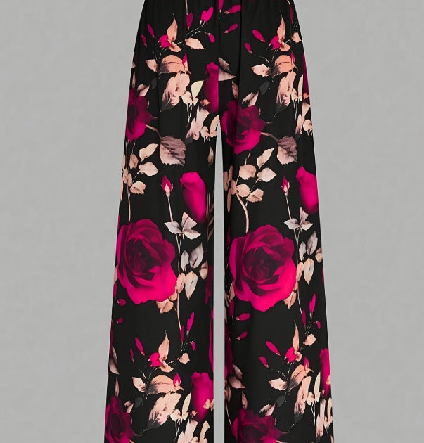 Womens Printed Wide-leg Pants for Casual Dress Style