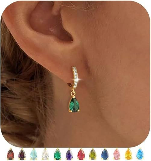 Womens Versatile Colorful Water-drop Stud Earrings