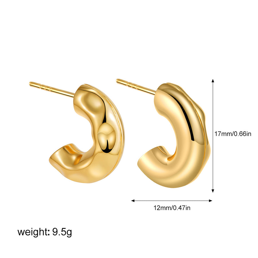 Golden Series Instagram-Style Striped Textured Earrings