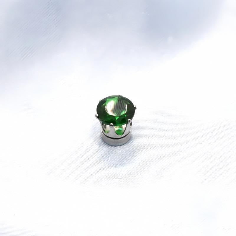 Magnetic Ear Clip with Zircon Inlay - Elegant Stainless Steel Design
