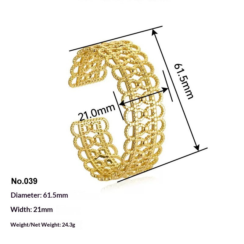 Retro Irregular Hollowed-Out Titanium Steel Bracelet