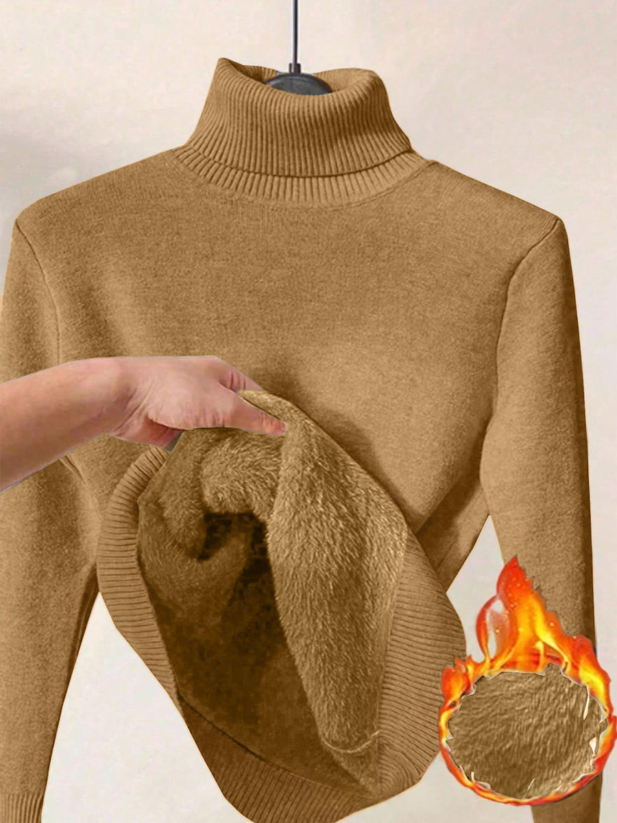 Womens Solid-Color Thermal Turtleneck Sweater Dress
