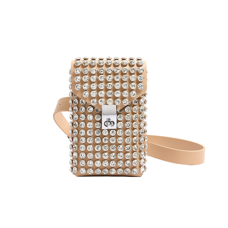 Single-Shoulder Bag with Rhinestone Design - Cosmetic Bag