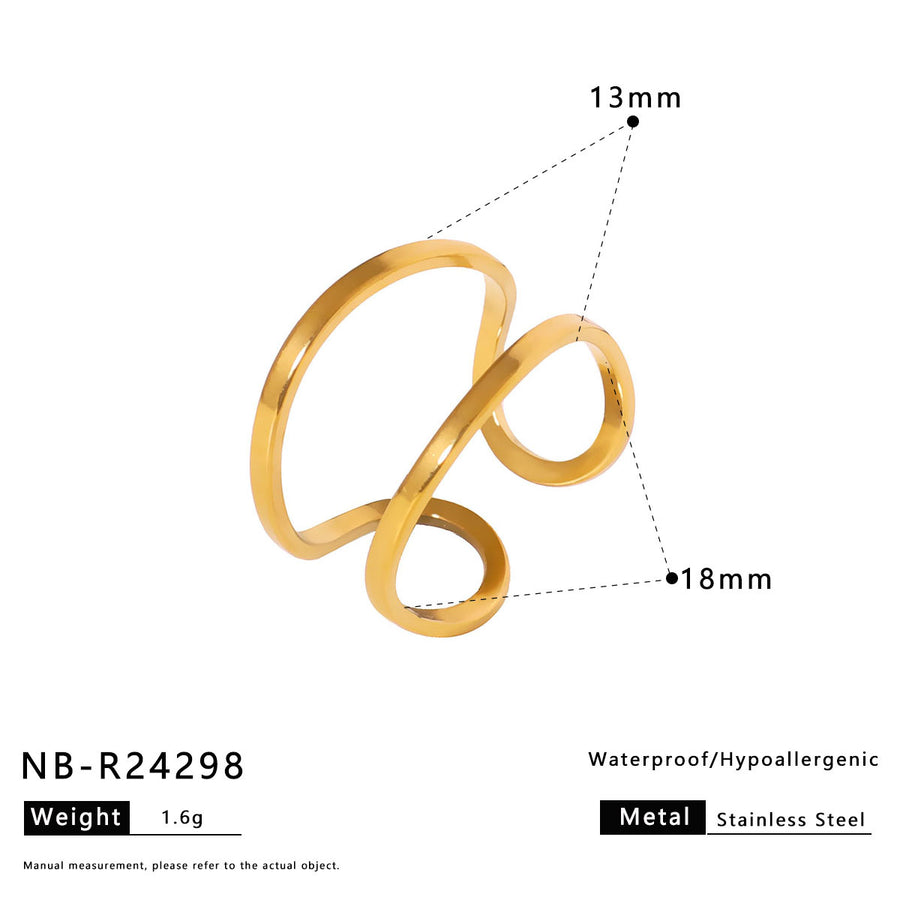 Womens Stainless Steel Geometric Line Ring - Chic and Stylish