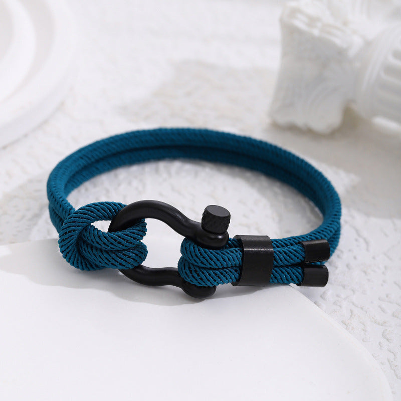 Stainless Steel Horseshoe Buckle Bracelet with Adjustable Milanese Loop