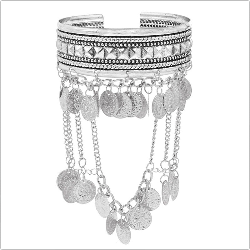 Fashion Retro Coin Tassel Bracelet - Adjustable Arm Jewelry