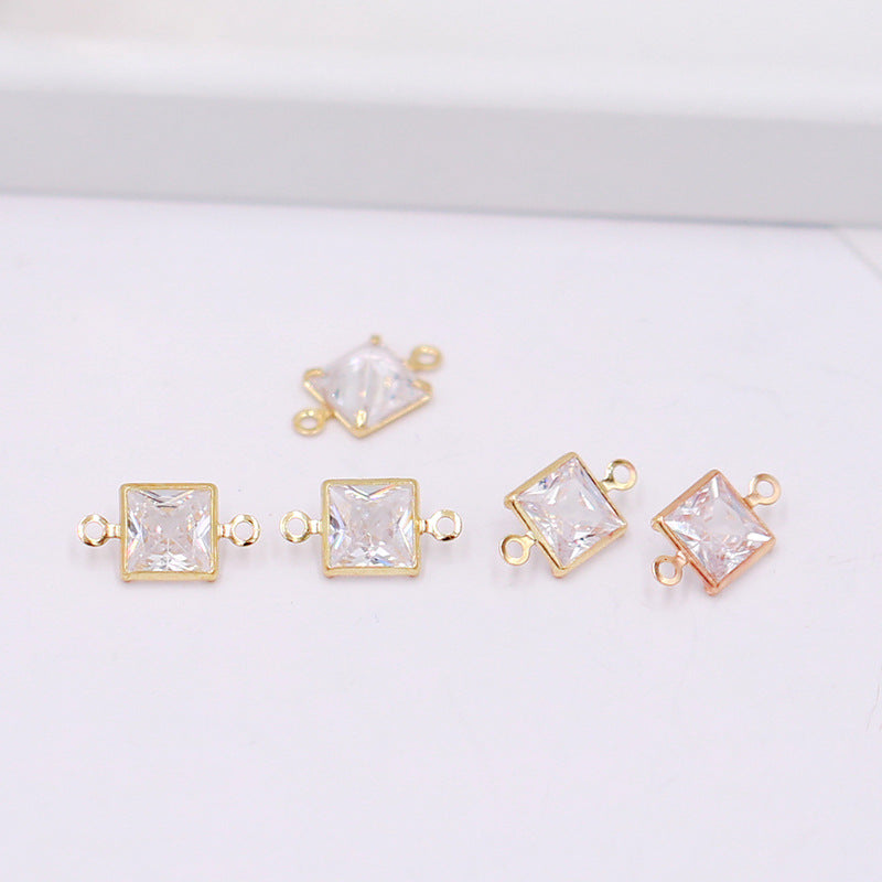 Geometric Zircon Bezel Set Pendant - Gold Plated Charm