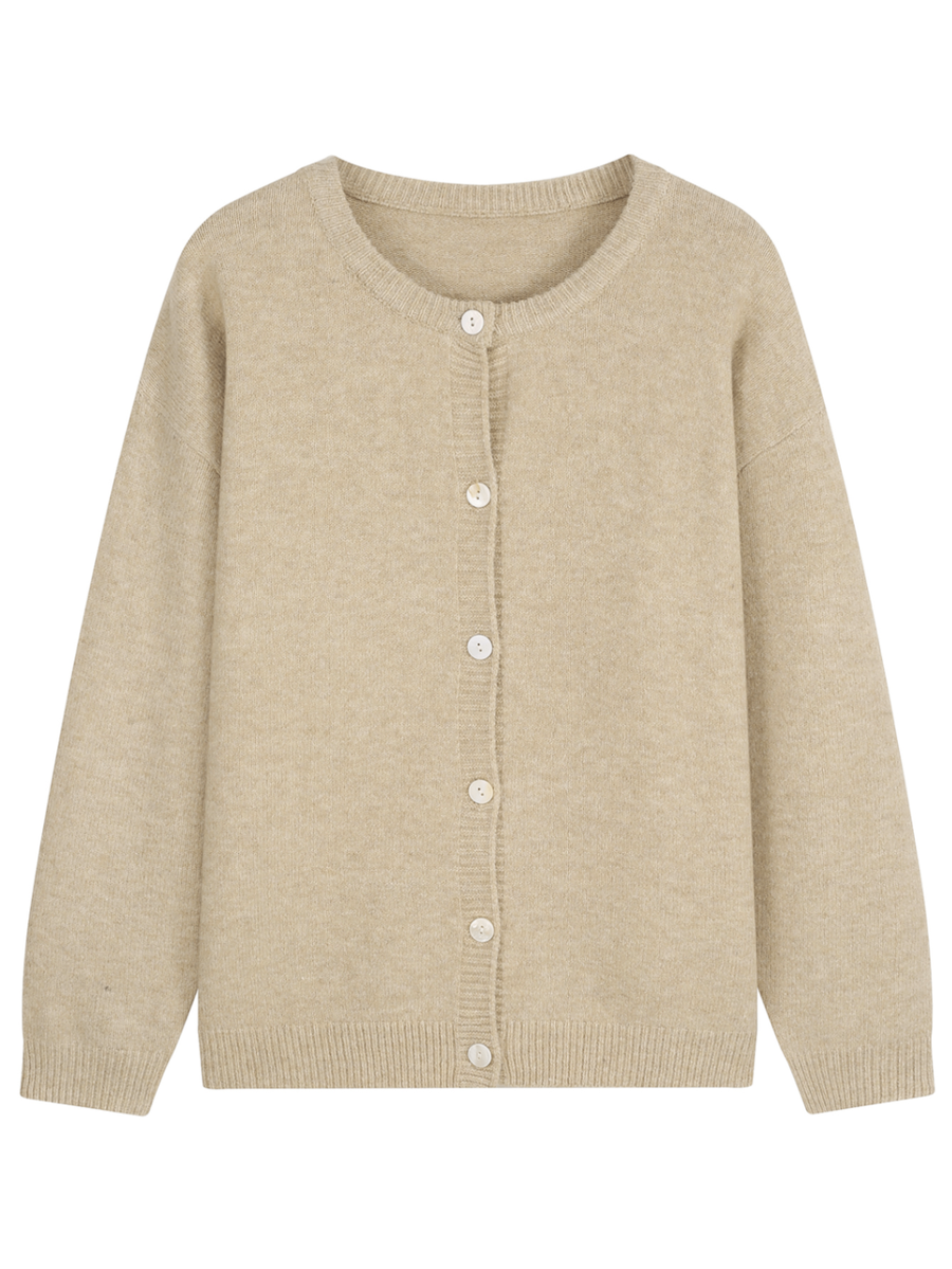 Oversized Crew Neck Button Knit Cardigan - Trendy Sweater Coat