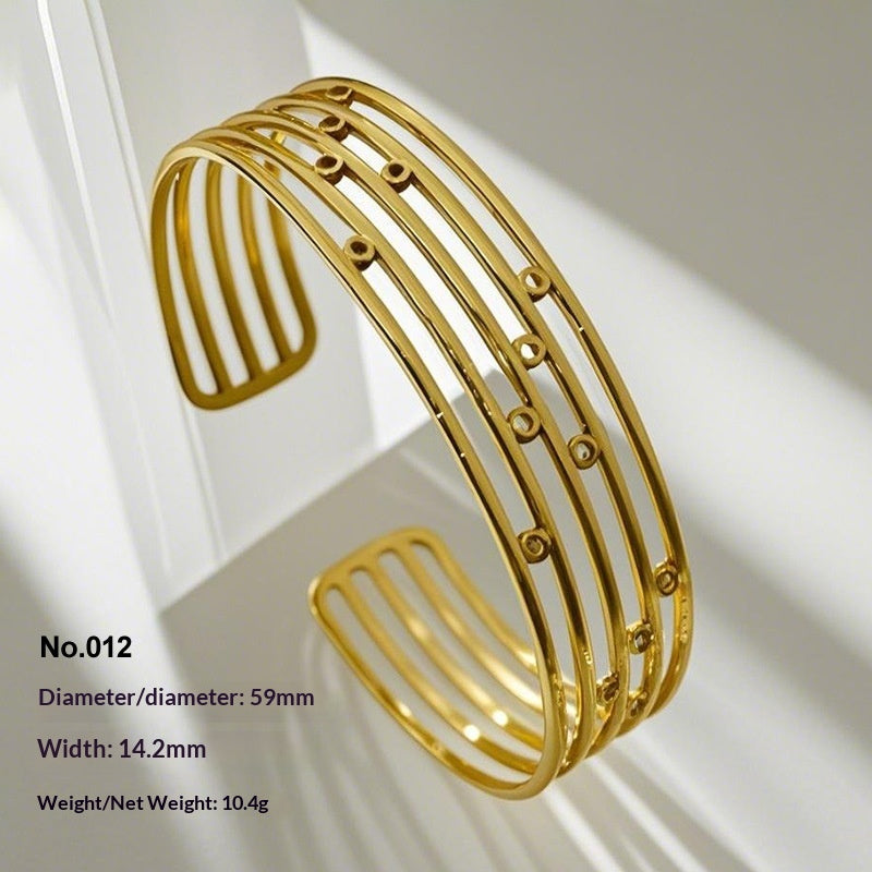 Retro Irregular Hollowed-Out Titanium Steel Bracelet