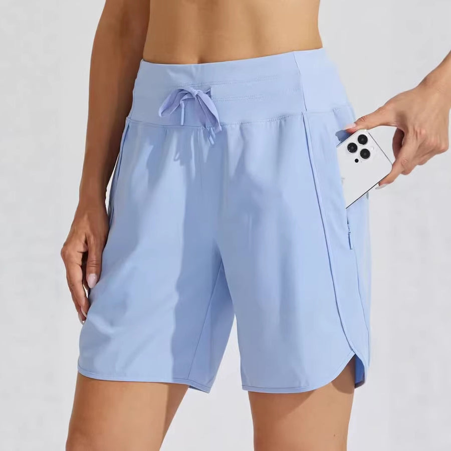 Casual Zipper Yoga Sports Shorts for Women