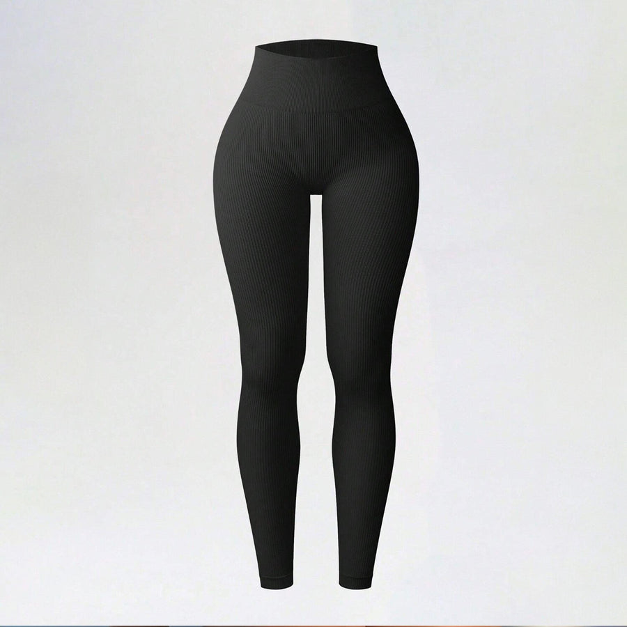 Ribbed Seamless High-Waisted Yoga Leggings for Autumn