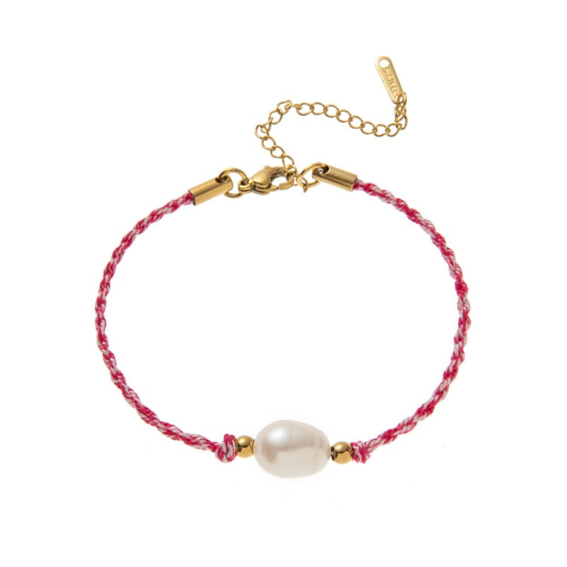 Stainless Steel Heart and Sun Colorful Rope Bracelet