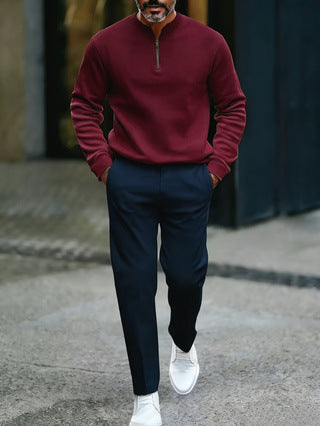 Printed Stand-Neck Zipper Casual Jacket And Pants Set