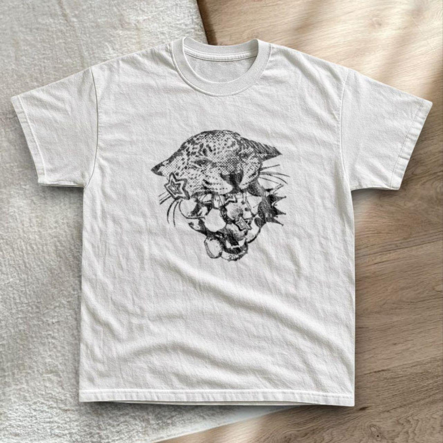 Womens Cotton Loose-Fitting Tiger Print Tank Top