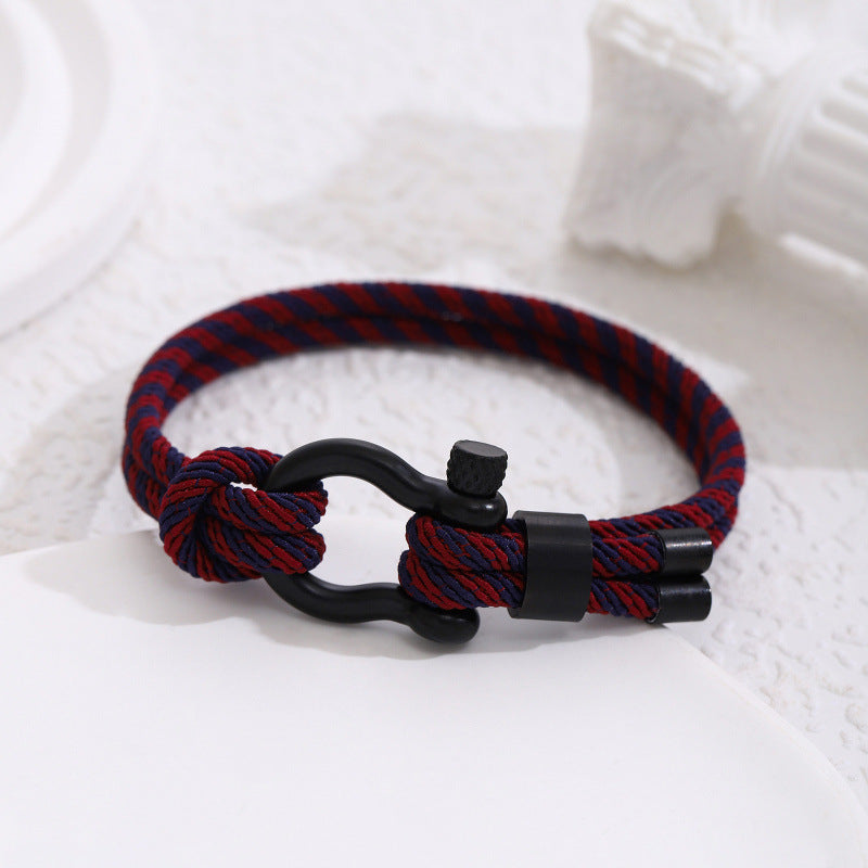 Stainless Steel Horseshoe Buckle Bracelet with Adjustable Milanese Loop