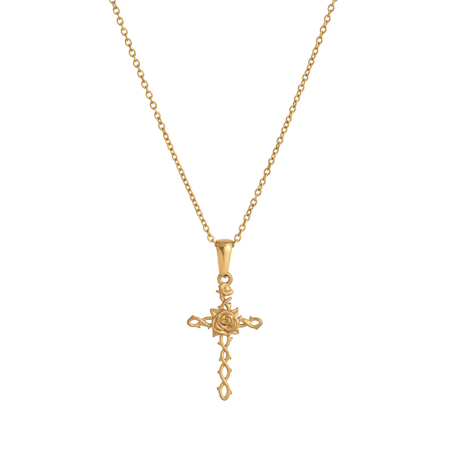Retro Classic December Titanium Steel Flower Necklace for Women