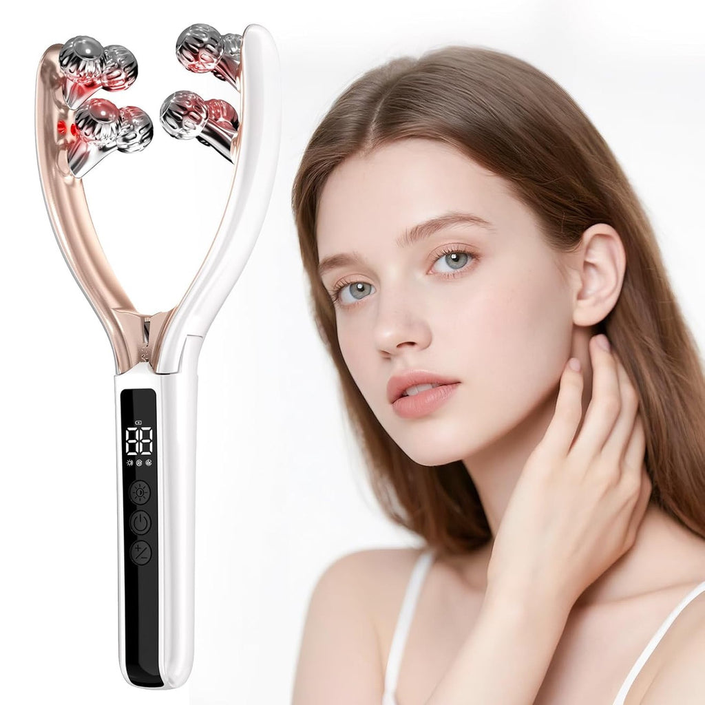 V-Shaped Face Contour Massager with EMS Microcurrent Roller