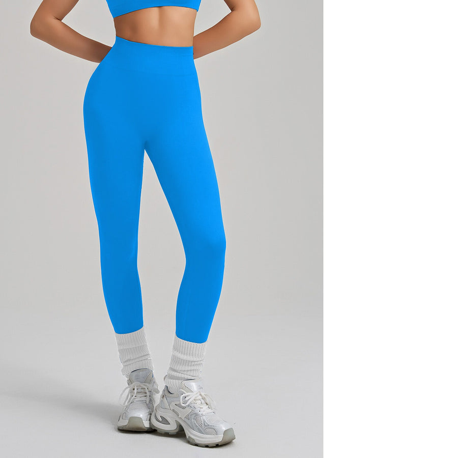 High-Elastic Seamless Knit Yoga Pants for Women - Peach