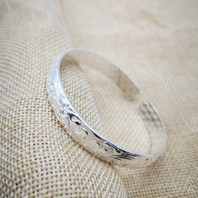 Ethnic Style Retro Miao Silver Plated Lucky Word Bracelet