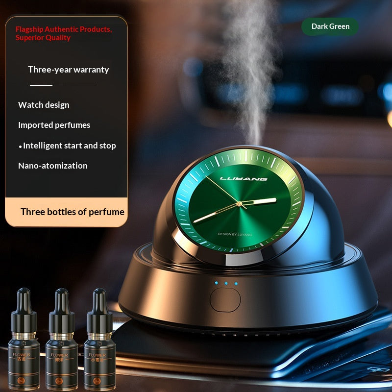 Smart In-car Aromatherapy Diffuser Clock Ornament with Light