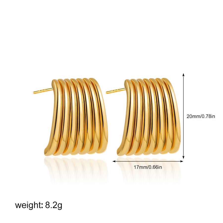 Golden Series Instagram-Style Striped Textured Earrings