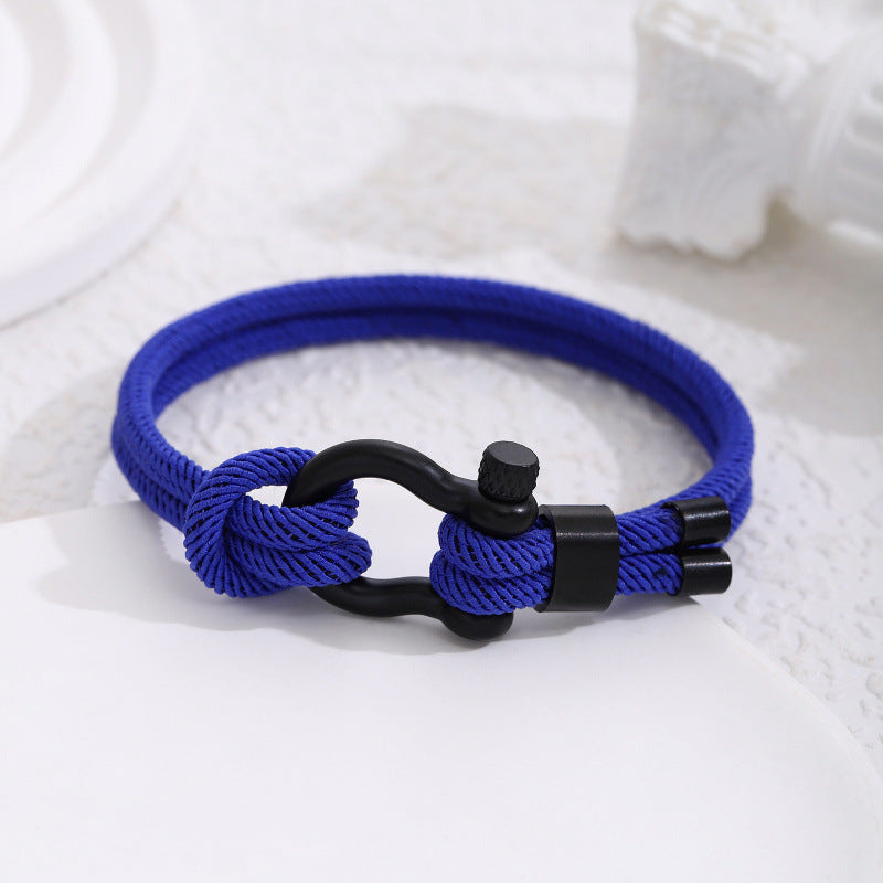 Stainless Steel Horseshoe Buckle Bracelet with Adjustable Milanese Loop
