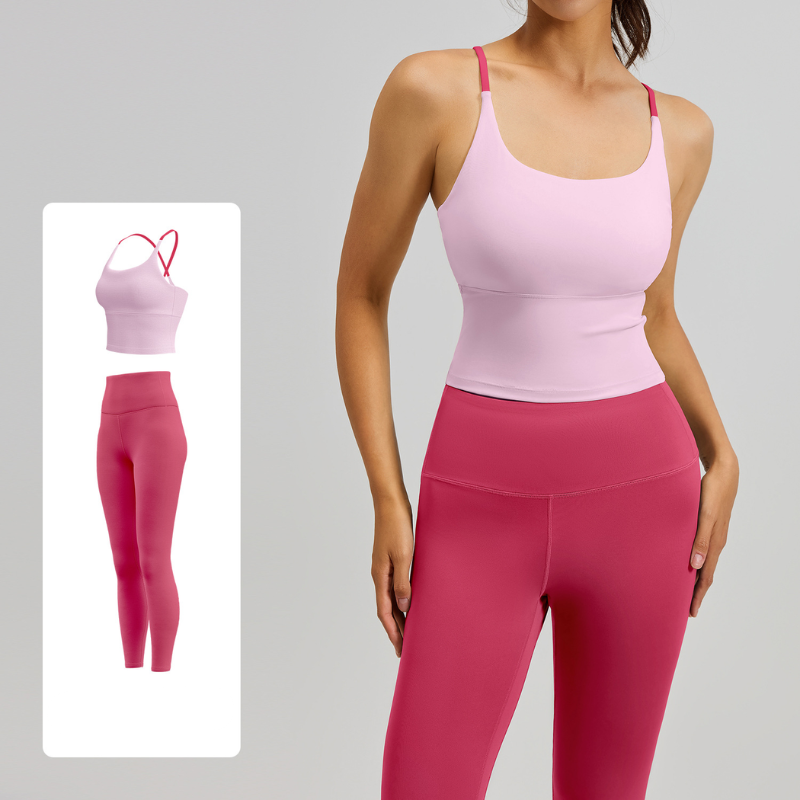 Women's Two-Piece Sports Fitness Outfit - Camisole & Long Pants