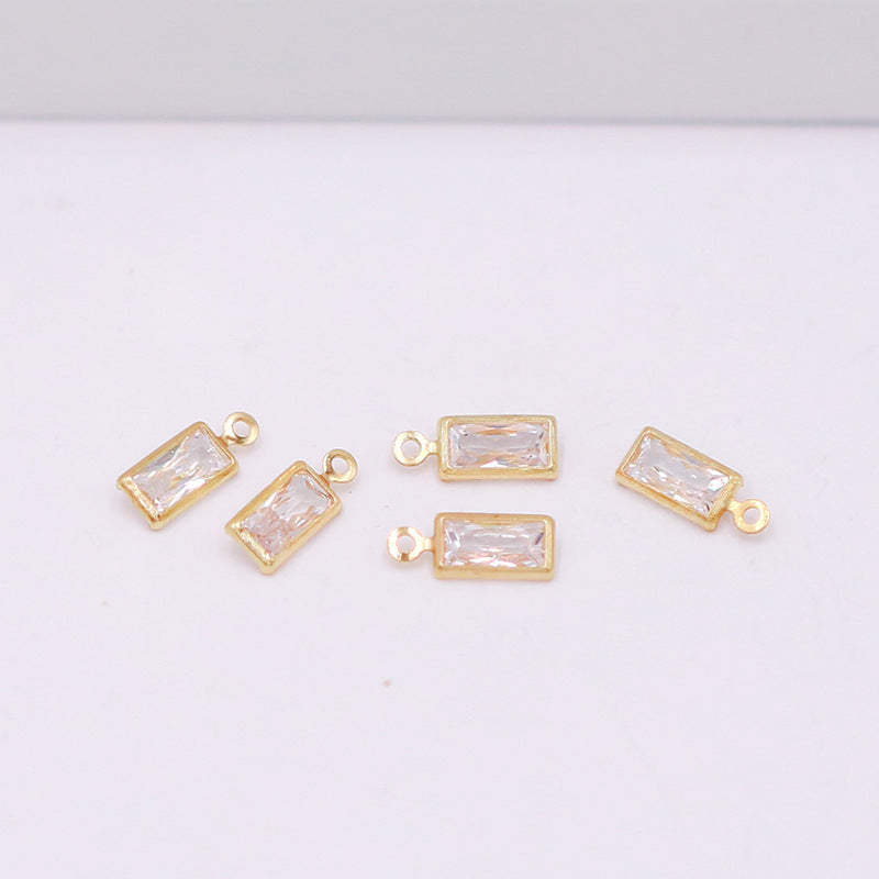 Geometric Zircon Bezel Set Pendant - Gold Plated Charm