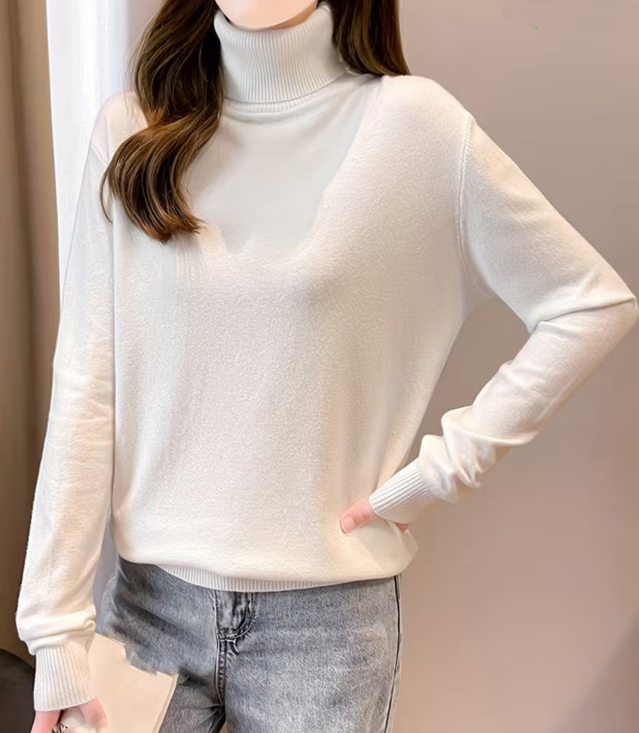 Womens Turtleneck Crop Top Pullover Sweater