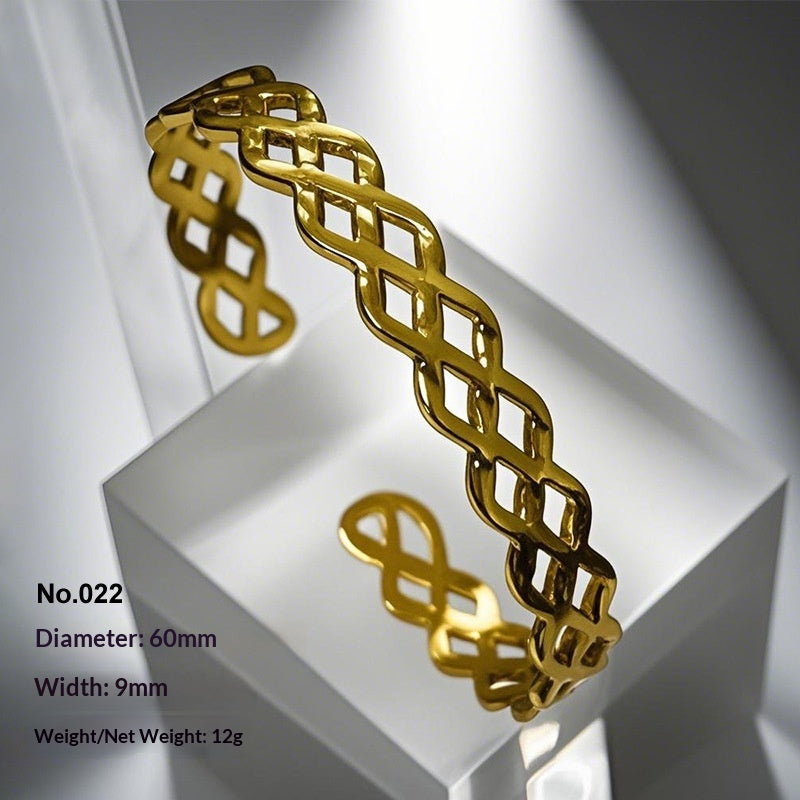 Retro Irregular Hollowed-Out Titanium Steel Bracelet